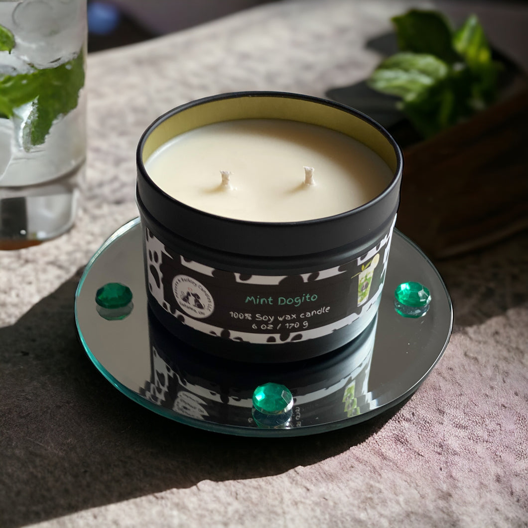 Mint Dogito Candle, U.S. Handmade Mint Mojito Scented Soy Candle, Clean Burn, Fresh Mojito Scent, Gift for Friend Mom Dad Co-Worker Sister