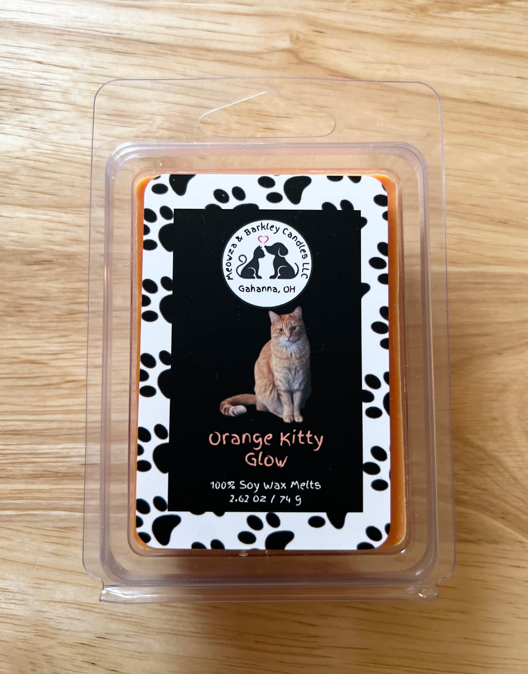 Orange Kitty Glow Clamshell Soy Wax Melts - Watermint Clementine Scent