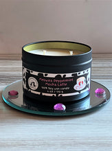 Load image into Gallery viewer, Meowza Peppermint Mocha Latte - Medium Tin Two Wick Soy Candle - Peppermint Mocha Scent
