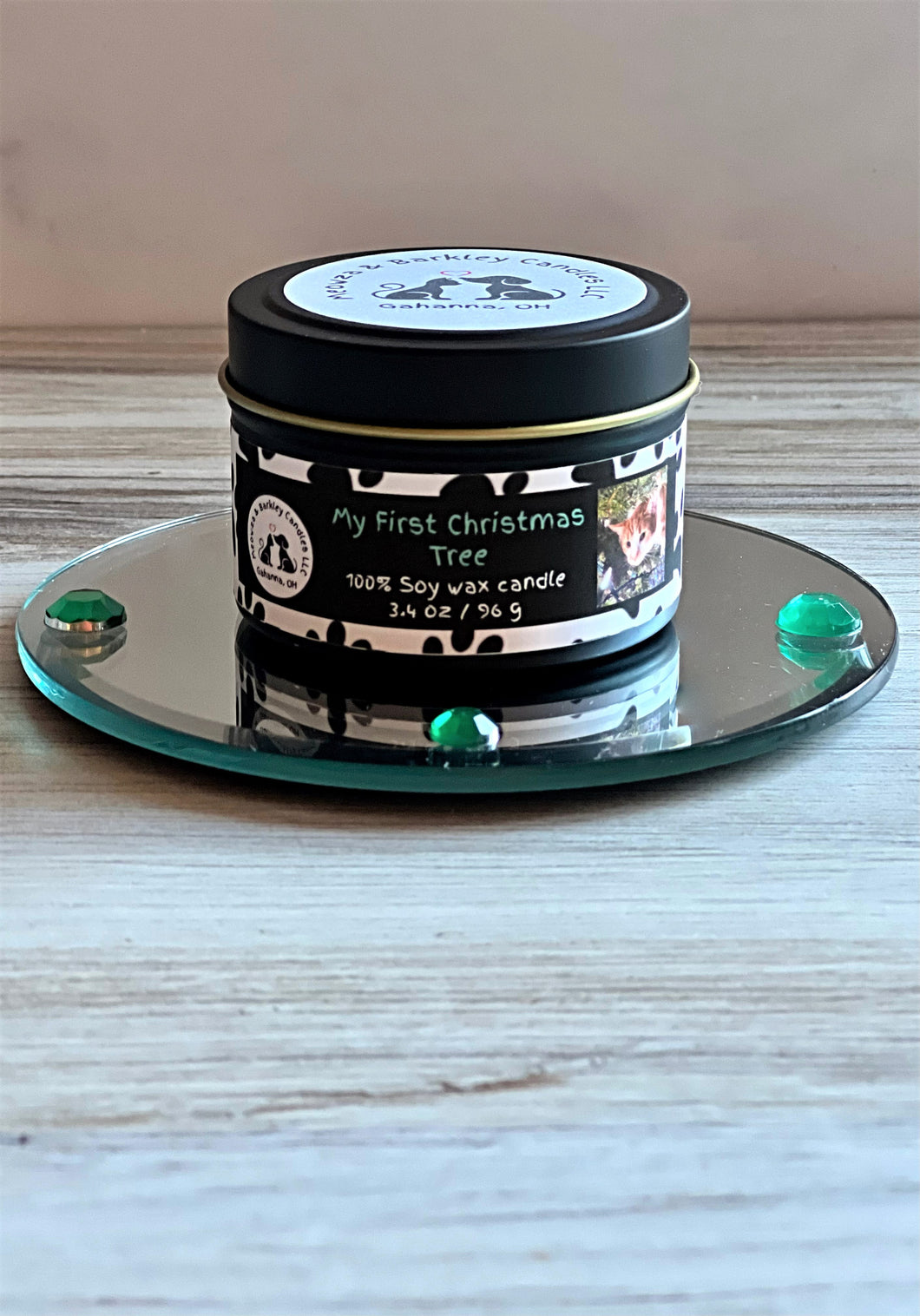 My First Christmas Tree - Small Tin Soy Candle - Pine and White Birch Fresh Christmas Tree Scent